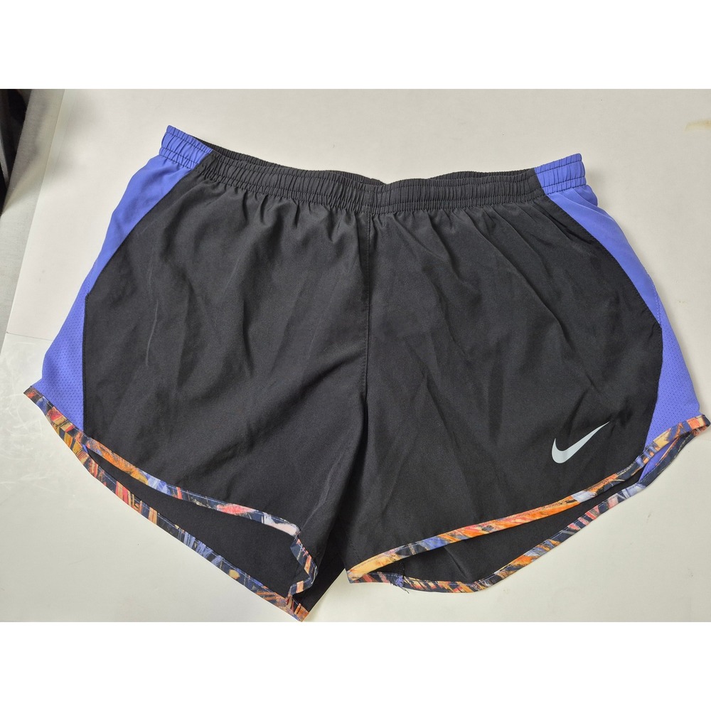 Nike‎ Dri-FIT Womens Running Shorts Black Purple Graphic Trim Size Medium